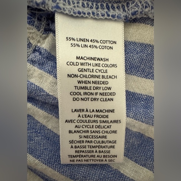 BEACH LUNCH LOUNGE Akia Linen-Blend Striped Top Ruffles Tiered Size S/P - Picture 4 of 9